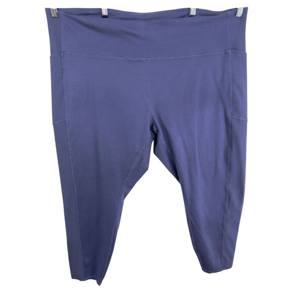 Freely Plus Size‎ 3X Leggings Blue Ribbed Full Length Stretch Athleisure 991 - Picture 1 of 11